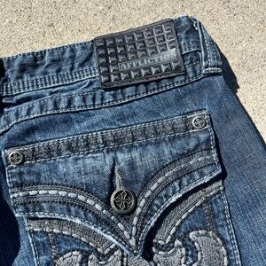 Affliction Dark Blue Denim with Embroidered Details